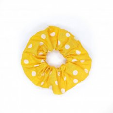 Scrunchie gumička Žlutá s puntíky
