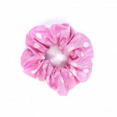 Scrunchie gumička Růžová s puntíky